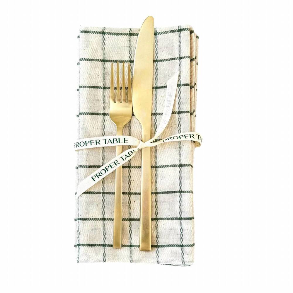 NEW PROPER TABLE appleton check napkins set in green